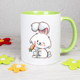 Hase mit Möhre - personalisierbar - Tasse