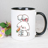 Hase mit Möhre - personalisierbar - Tasse