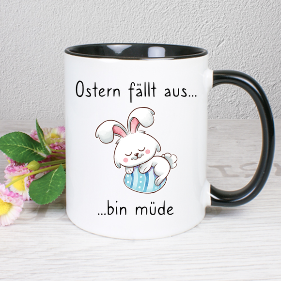 Hase schläft auf Ei - Ostern fällt aus... ...bin müde - Tasse
