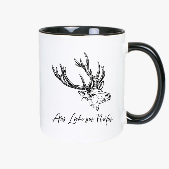 Hirsch Rotwild Aus Liebe zur Natur - Tasse twotone schwarz