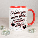 I love you more than all the Stars mit Sternen und Herzen - personalisierbar - Tasse