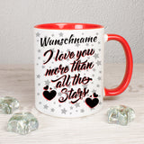 I love you more than all the Stars mit Sternen und Herzen - personalisierbar - Tasse