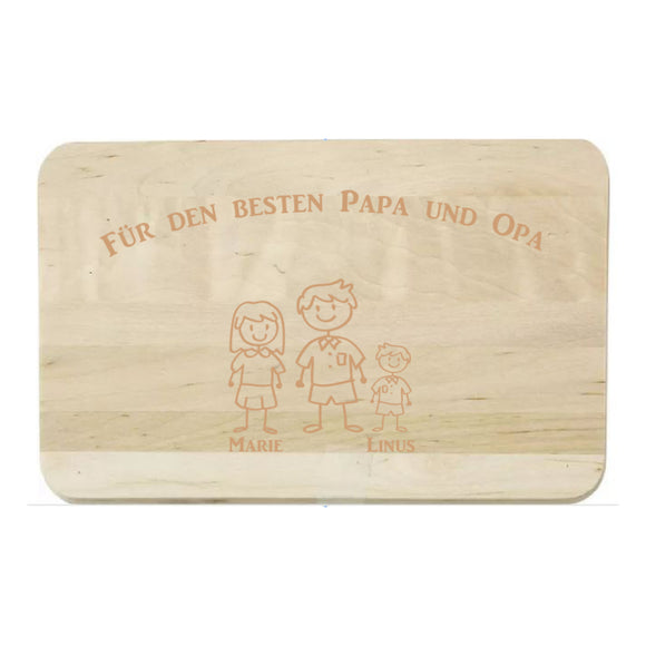 Bester Papa und Opa mit Name personalisiertes graviertes Schneidebrett Birke