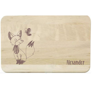 Fuchs Schmetterling mit Name personalisiertes graviertes Holz-Schneidebrett Birke