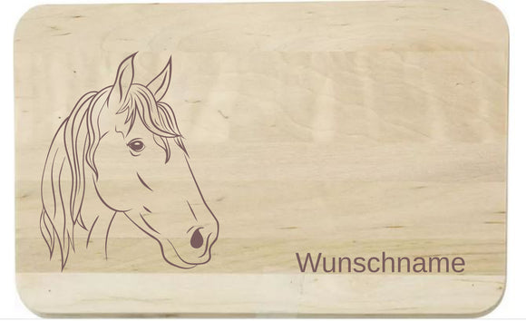 Pferd mit Name personalisiertes graviertes Holz-Schneidebrett Birke