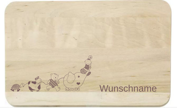 Tiere mit Name personalisiertes graviertes Holz-Schneidebrett Birke
