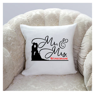Kissen bedruckt Mr. & Mrs. Hochzeit personalisiert