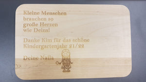 Frühstücksbrett Birke graviert und personalisierbar