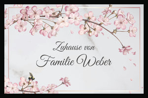 Kirschblüten - Zuhause von - personalisiert - Fussmatte mit Gummirand