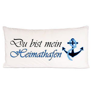 80x40cm Longkissen flauschig bedruckt mit Motiv anker und Text du bist mein Heimathafen