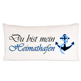80x40cm Longkissen flauschig bedruckt mit Motiv anker und Text du bist mein Heimathafen