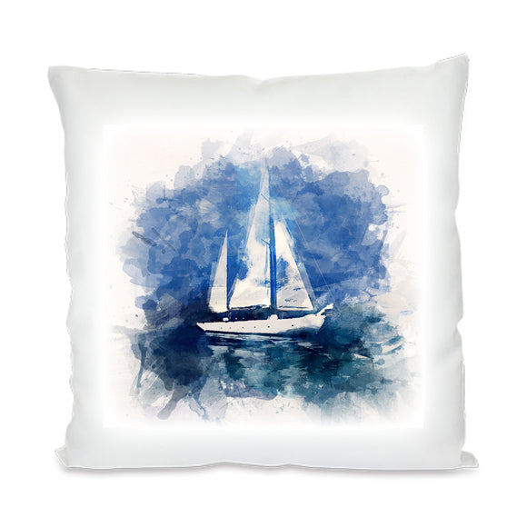 Kissen bedruckt mit maritimen Motiven - verschiedene Motive zur Auswahl  Wahlweise satiniertes Kissen oder Kuschelkissen mit Reißverschluss Motiv Segelyacht