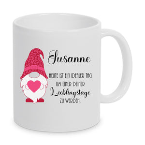 Wichtel mit Schriftzug Lieblingstag Tasse personalisierbar mit Name