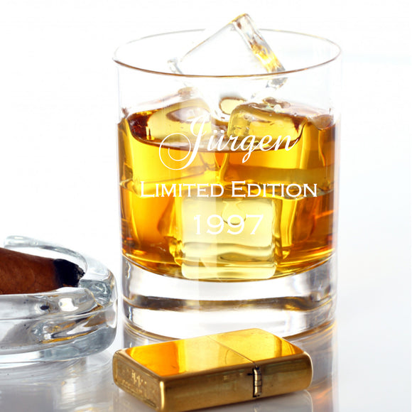 Limited Edition Name und Jahrgang Whiskyglas personalisiert 