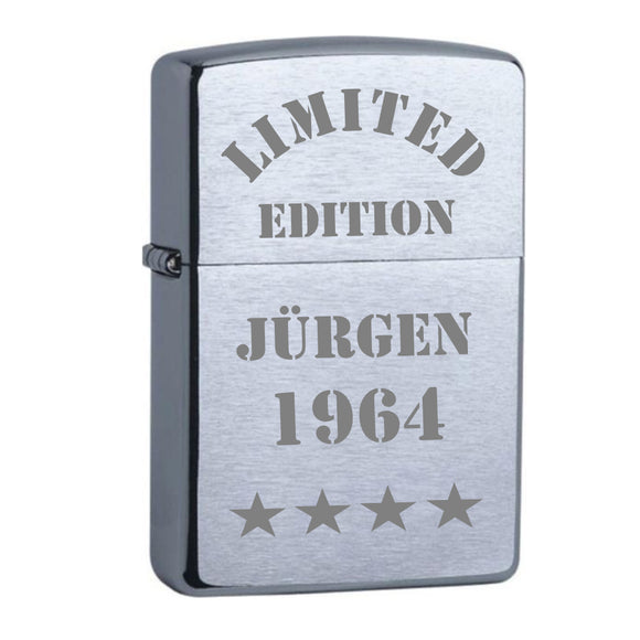Limited Edition Name und Jahrgang Zippo chrome gebürstet mit Gravur
