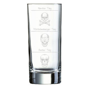 Schnapsglas für harte Tage - Totenkopfskala - Longdrinkglas