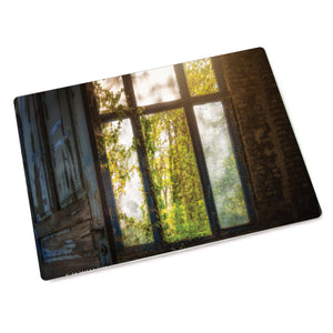 Sehr schöne Glasplatte Schneidebrett bedruckt mit Lost Place Motiv Window