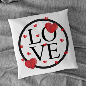 Kissen mit Füllung 40x40cm bedruckt mit Motiv LOVE im Kreis