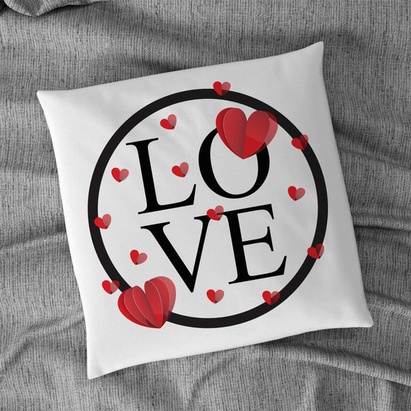 Kissen mit Füllung 40x40cm bedruckt mit Motiv LOVE im Kreis