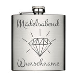 Mädelsabend mit Diamant personalisierbar Flachmann 6oz