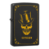 Mafia Cards Collection - mit Mafiamotiven gravierte Zippos Black Matte mit Messing-Kern