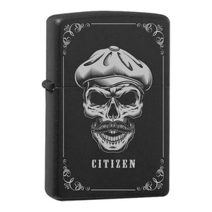 Mafia Cards Collection - mit Mafiamotiven gravierte Zippos Black Matte mit Chrom-Kern