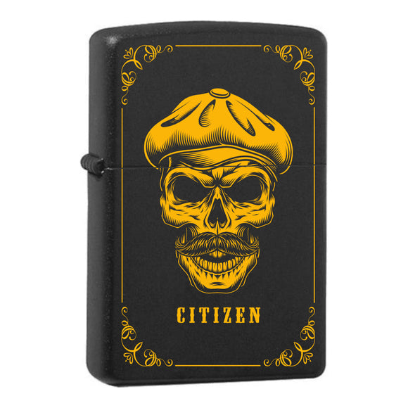 Mafia Cards Collection - mit Mafiamotiven gravierte Zippos Black Matte mit Messing-Kern