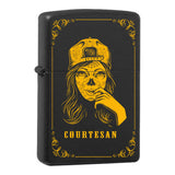 Mafia Cards Collection - mit Mafiamotiven gravierte Zippos Black Matte mit Messing-Kern