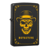 Mafia Cards Collection - mit Mafiamotiven gravierte Zippos Black Matte mit Messing-Kern
