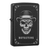 Mafia Cards Collection - mit Mafiamotiven gravierte Zippos Black Matte mit Chrom-Kern