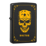 Mafia Cards Collection - mit Mafiamotiven gravierte Zippos Black Matte mit Messing-Kern