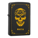 Mafia Cards Collection - mit Mafiamotiven gravierte Zippos Black Matte mit Messing-Kern