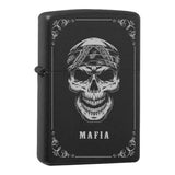 Mafia Cards Collection - mit Mafiamotiven gravierte Zippos Black Matte mit Chrom-Kern