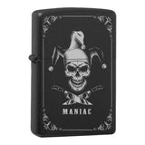 Mafia Cards Collection - mit Mafiamotiven gravierte Zippos Black Matte mit Chrom-Kern