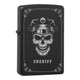 Mafia Cards Collection - mit Mafiamotiven gravierte Zippos Black Matte mit Chrom-Kern