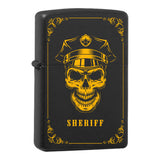 Mafia Cards Collection - mit Mafiamotiven gravierte Zippos Black Matte mit Messing-Kern