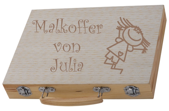 Großes Malset mit Gravur personalisiert mit Name und Motiv Mädchen