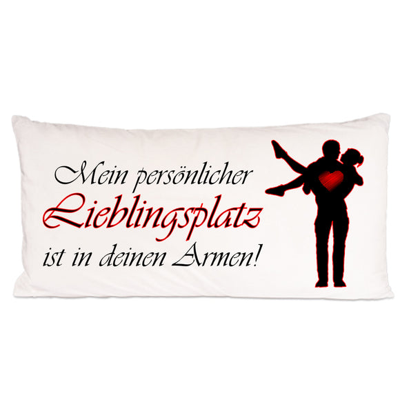 80x40cm Longkissen flauschig bedruckt mit Text Mein persönlicher Lieblingsplatz ist in deinen Armen