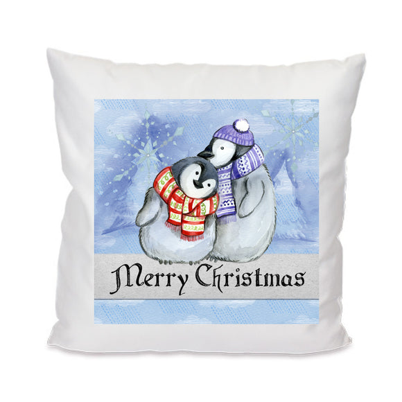 Kissen bedruckt mit Merry Christmas und Pinguinpaar