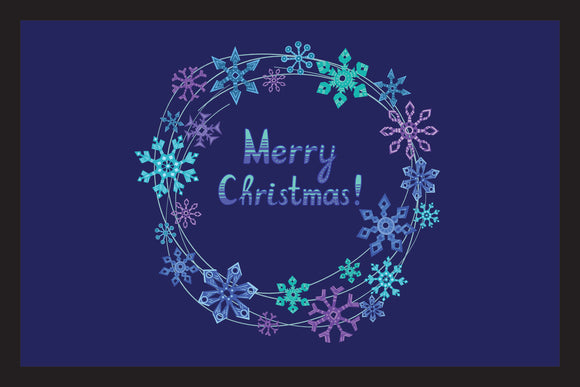 Merry Christmas Schneeflocken Kranz - Fussmatte
