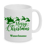 Rentierschlitten Merry Christmas mit Wunschname - Tasse