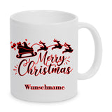 Rentierschlitten Merry Christmas mit Wunschname - Tasse