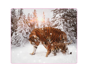Mousepad Tiger mit Jungtier im Schnee JH
