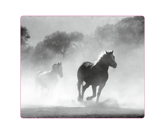 Mousepad zwei rennende Pferde Schwarz-Weiß JH