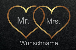 Mr. und Mrs. Herzen Fussmatte in Schieferoptik