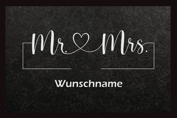 Mr and Mrs mit Wunschname personalisierte Fussmatte