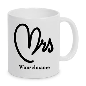 Mrs Mr bedruckte Tasse personalisiert mit Wunschname