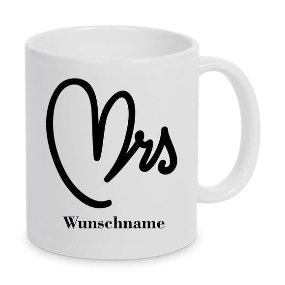 Mrs Mr bedruckte Tasse personalisiert mit Wunschname