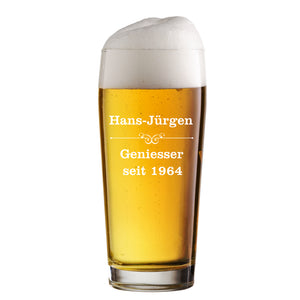 Geniesser seit mit Name und Jahrgang personalisierter graviertes Bierglas