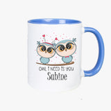 Eulenpaar All I need is you Tasse personalisierbar mit Name